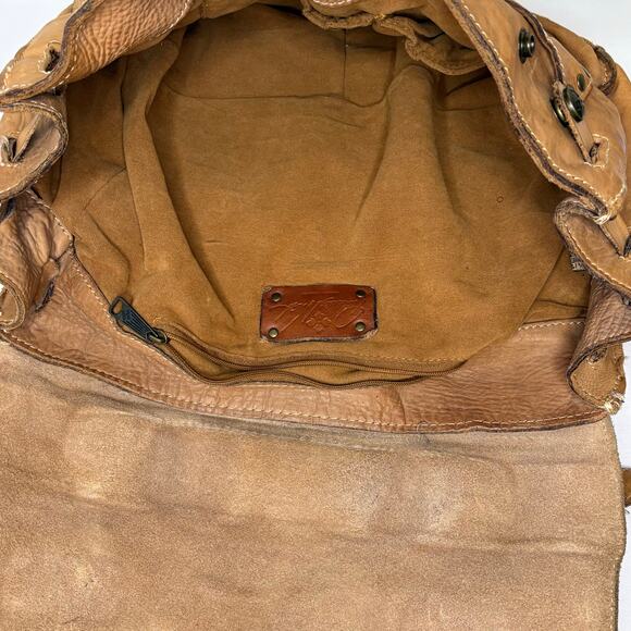 Patricia Nash Leather Studded Messenger Shoulder Bag Camel - Picture 4 of 16